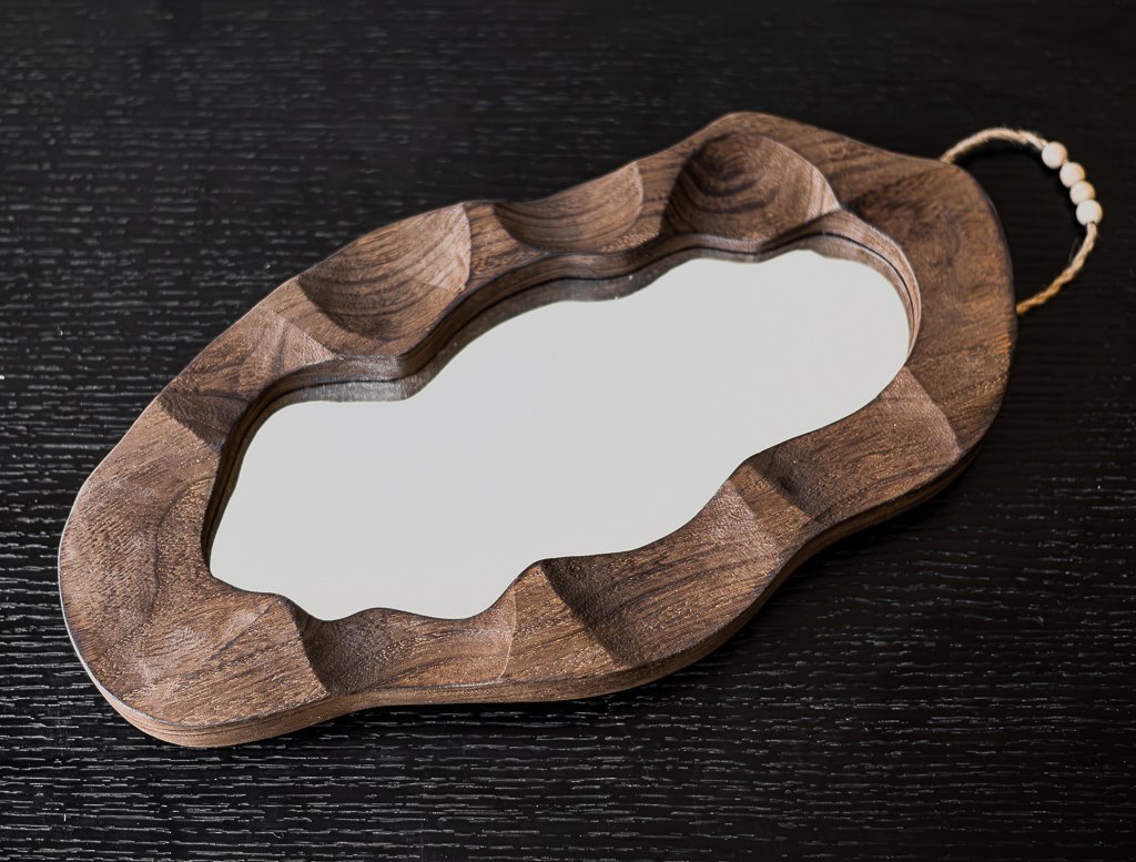 Espejo Orgánico de Madera de Kiri